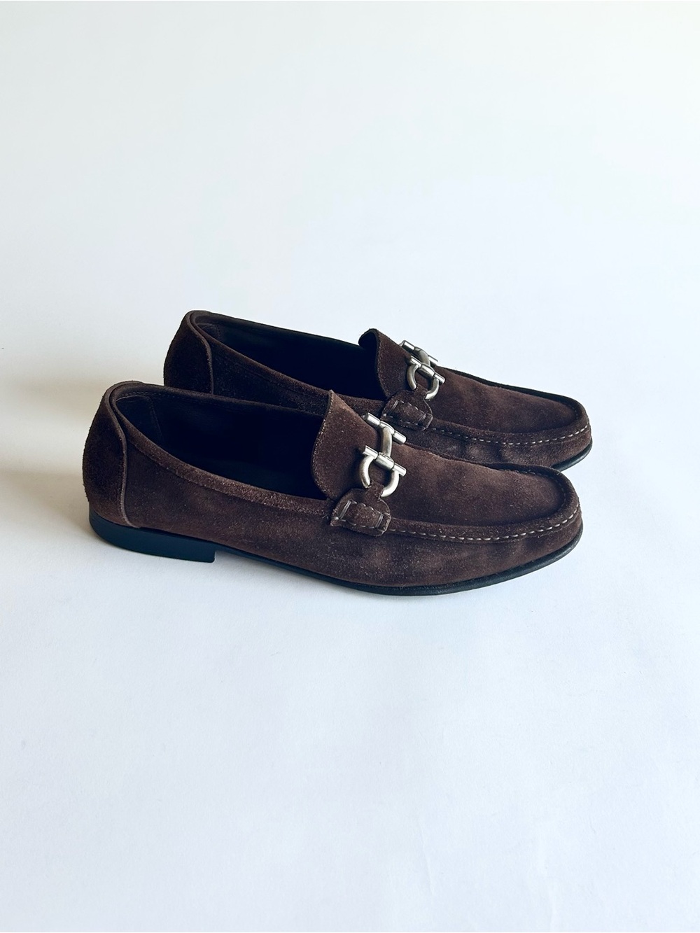 Men’s Salvatore Ferragamo Chocolate Brown Suede Genuine Leather Loafers size 11